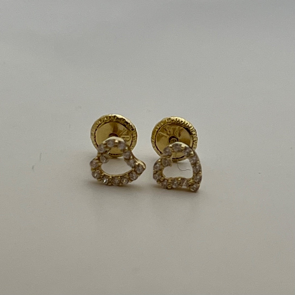 18K Yellow Gold Heart Earring with CZ