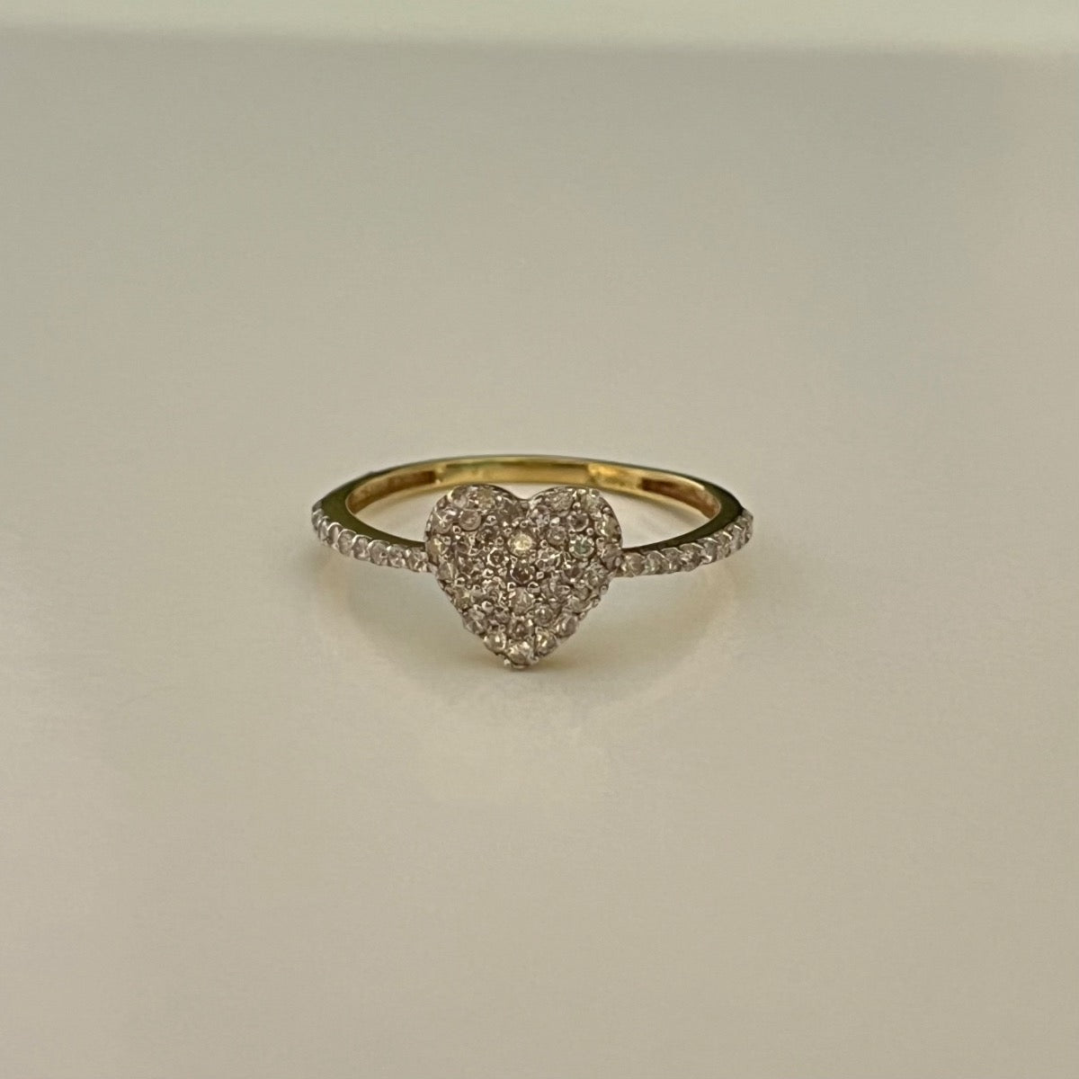 14K Yellow Gold Heart Ring with Diamond