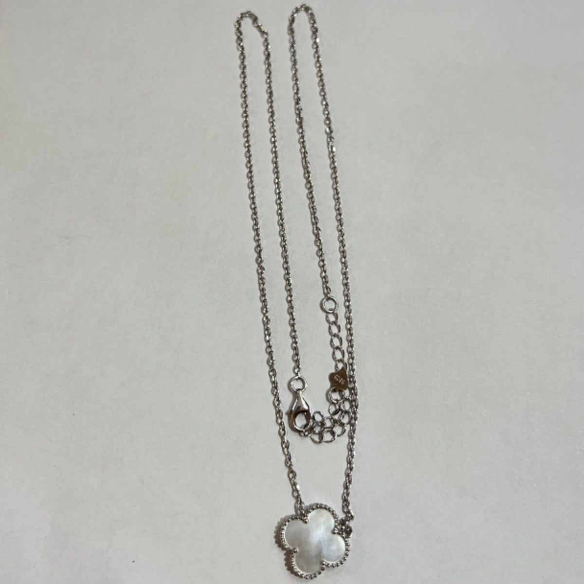 Silver Four Leaf Clover Charm Necklace Set