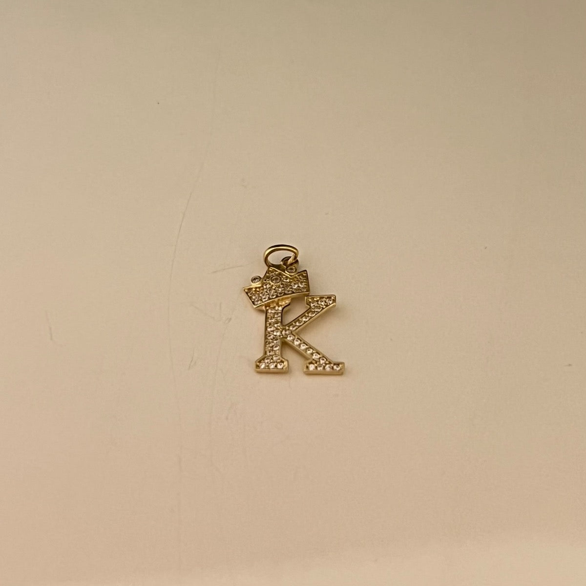 14K Yellow Gold Letter “K” Pendant with CZ