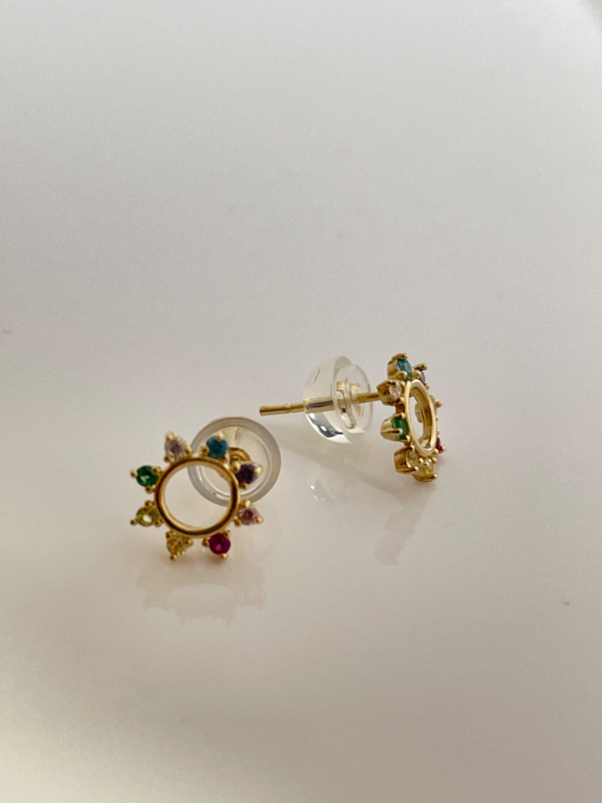 14K Yellow Gold Color Cz Earring with CZ