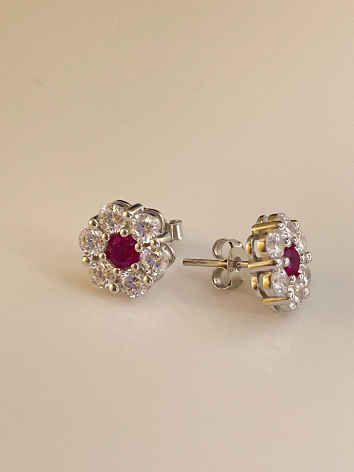 Silver Flower Earring with CZ