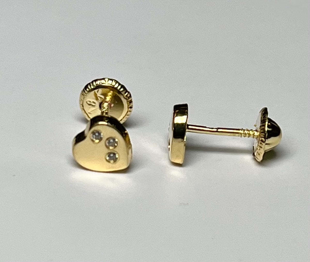 18K Yellow Gold Heart Earring with CZ
