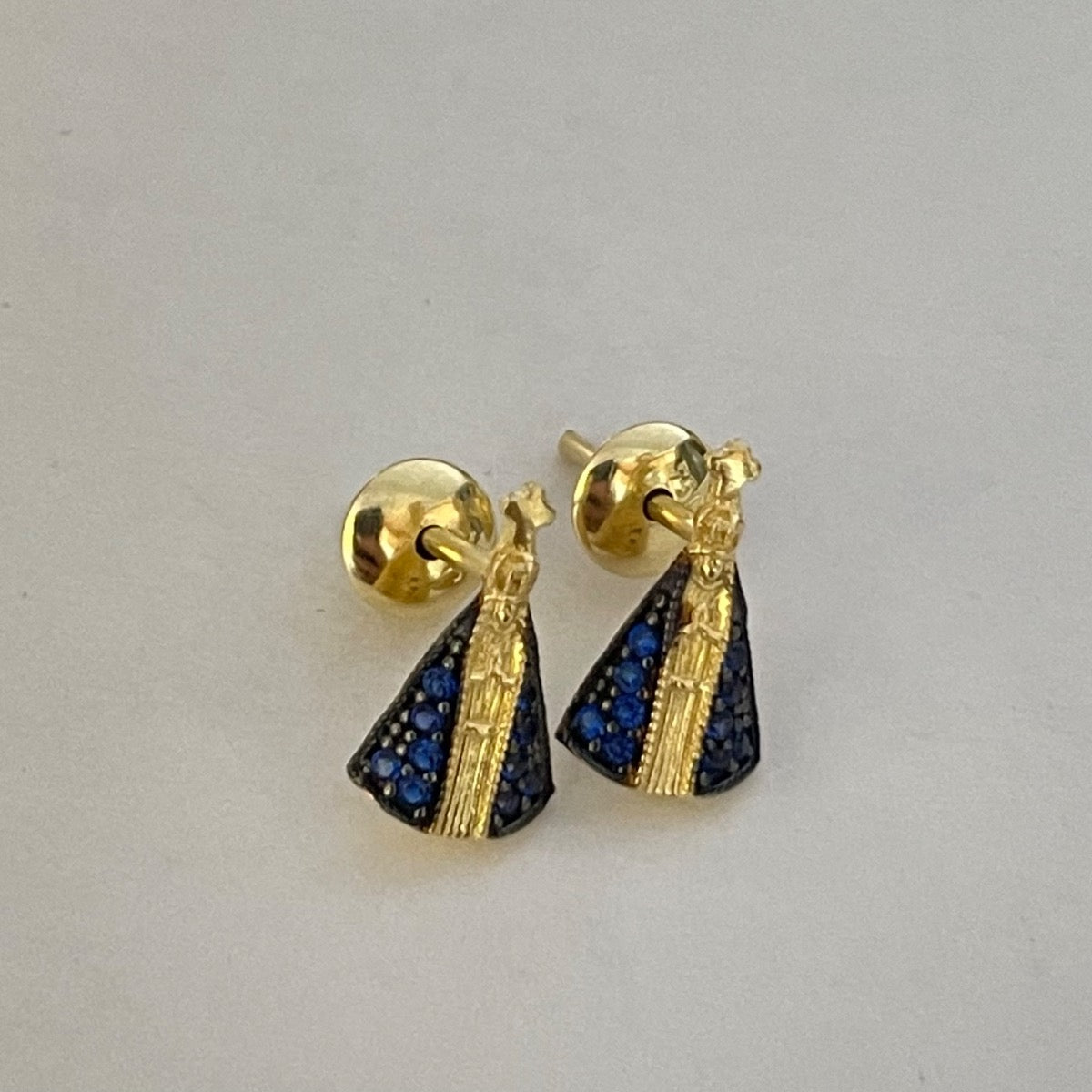 18K Yellow Gold Our Lady Aparecida Earring with CZ