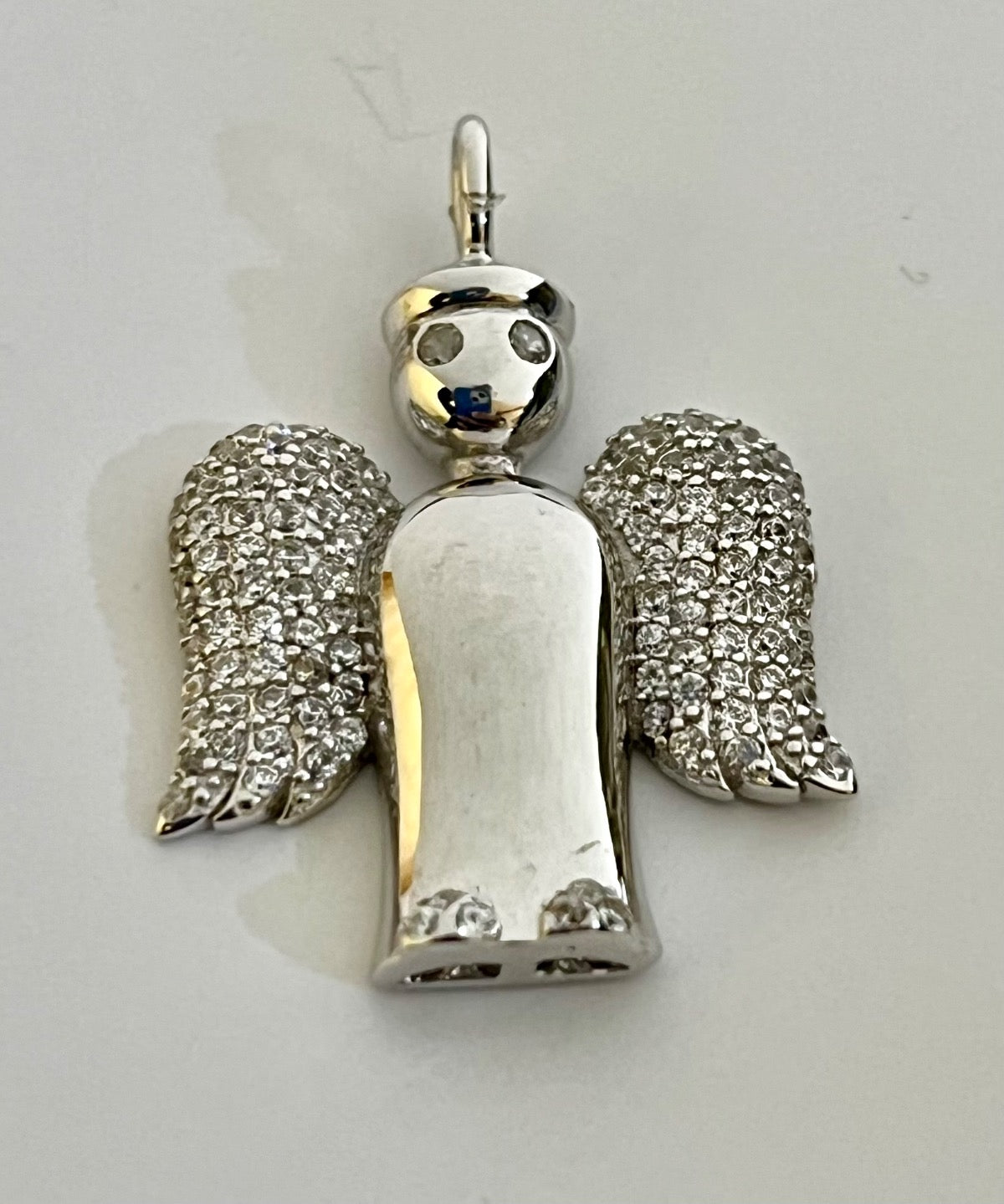 White Silver Angel Pendant with CZ