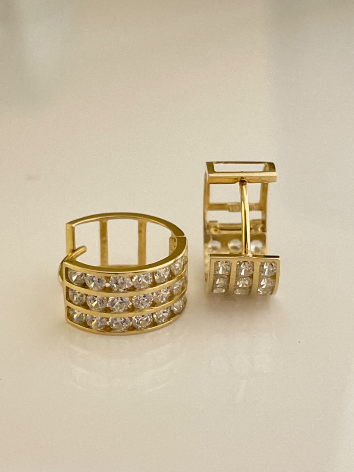 14K Yellow Gold Hoop Earring with CZ
