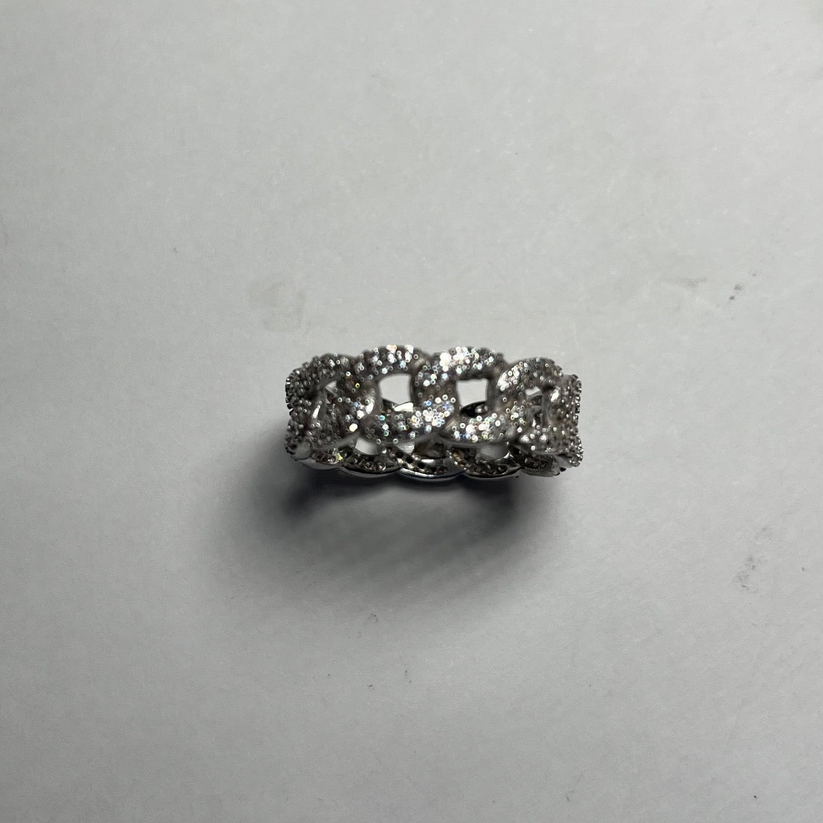 Silver Wedding Band with CZ