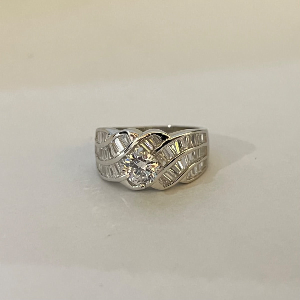 Silver Engagement Ring with CZ