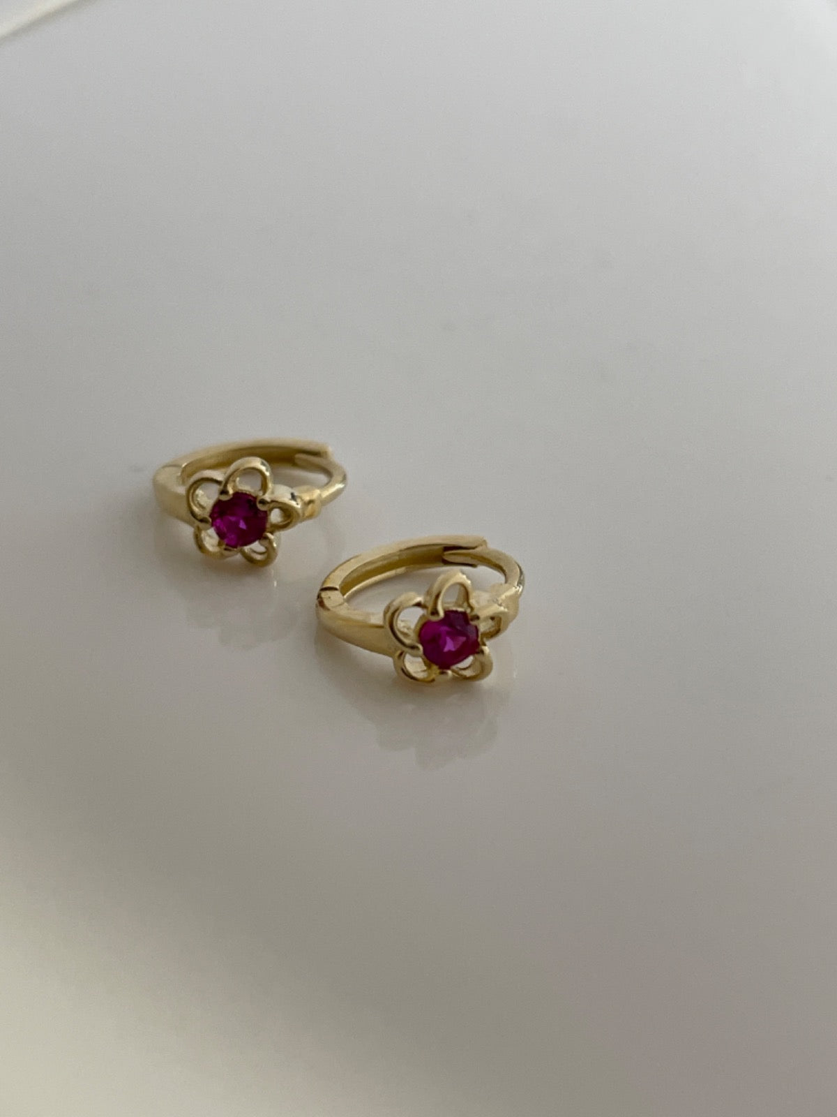 14K Yellow Gold Flower Earring with CZ