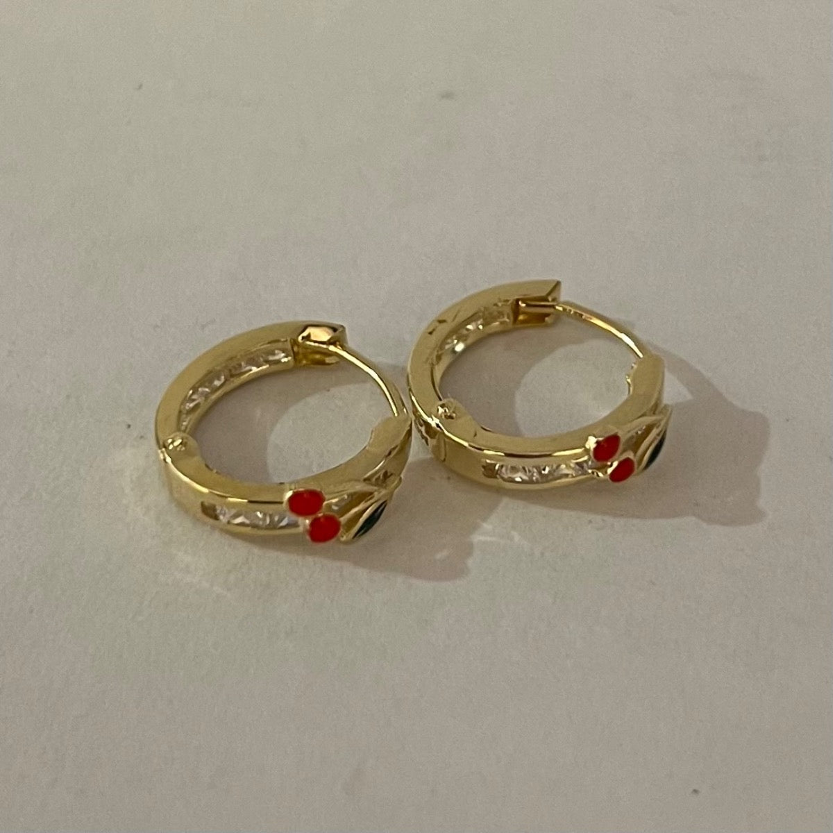 14K Yellow Gold “Cherry” Earring with CZ