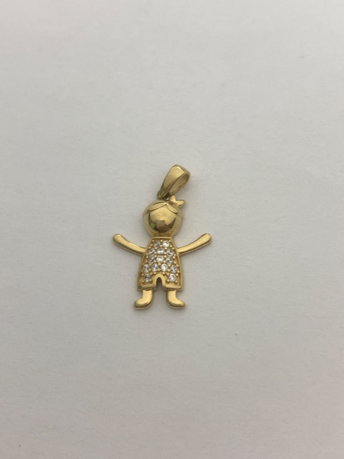 18K Yellow Gold Boy Pendant with CZ