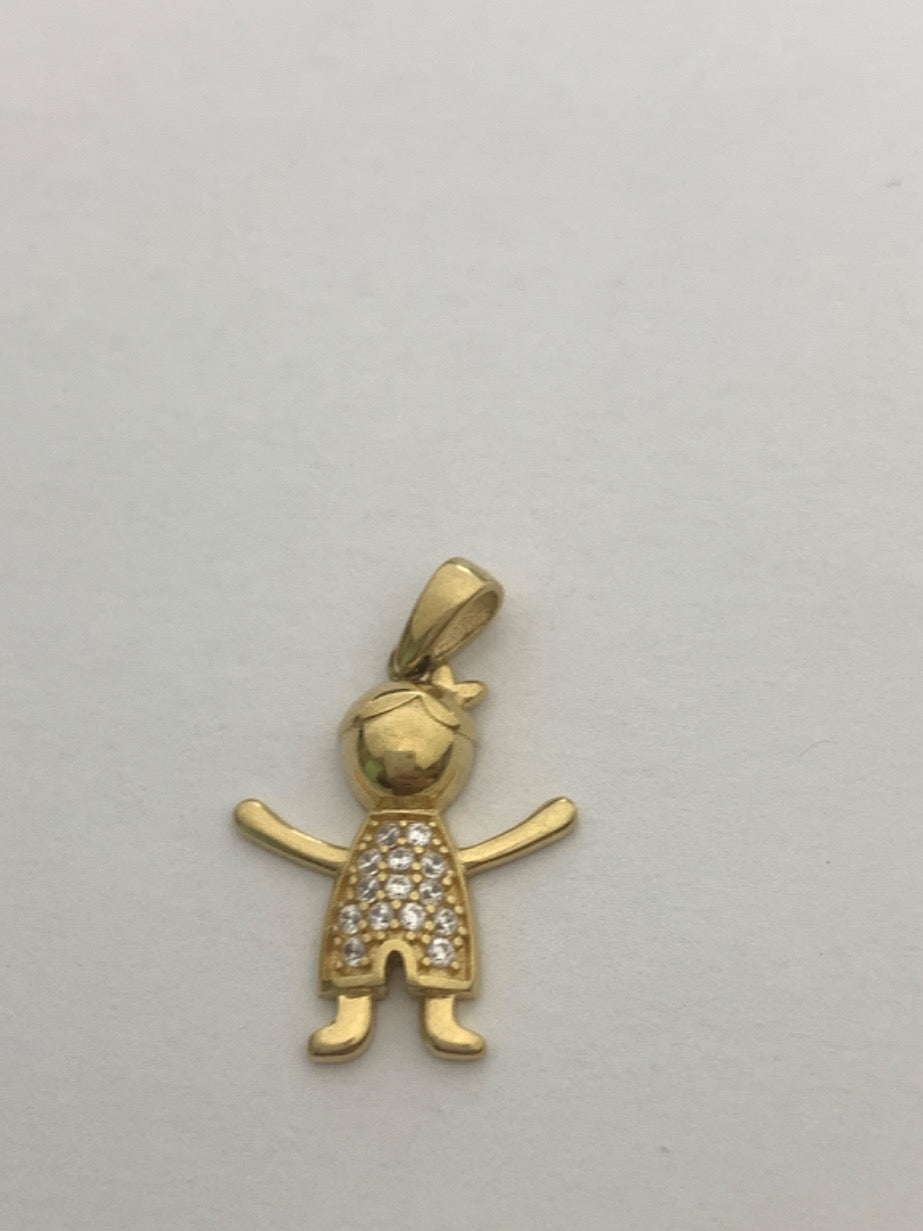 18K Yellow Gold Boy Pendant with CZ