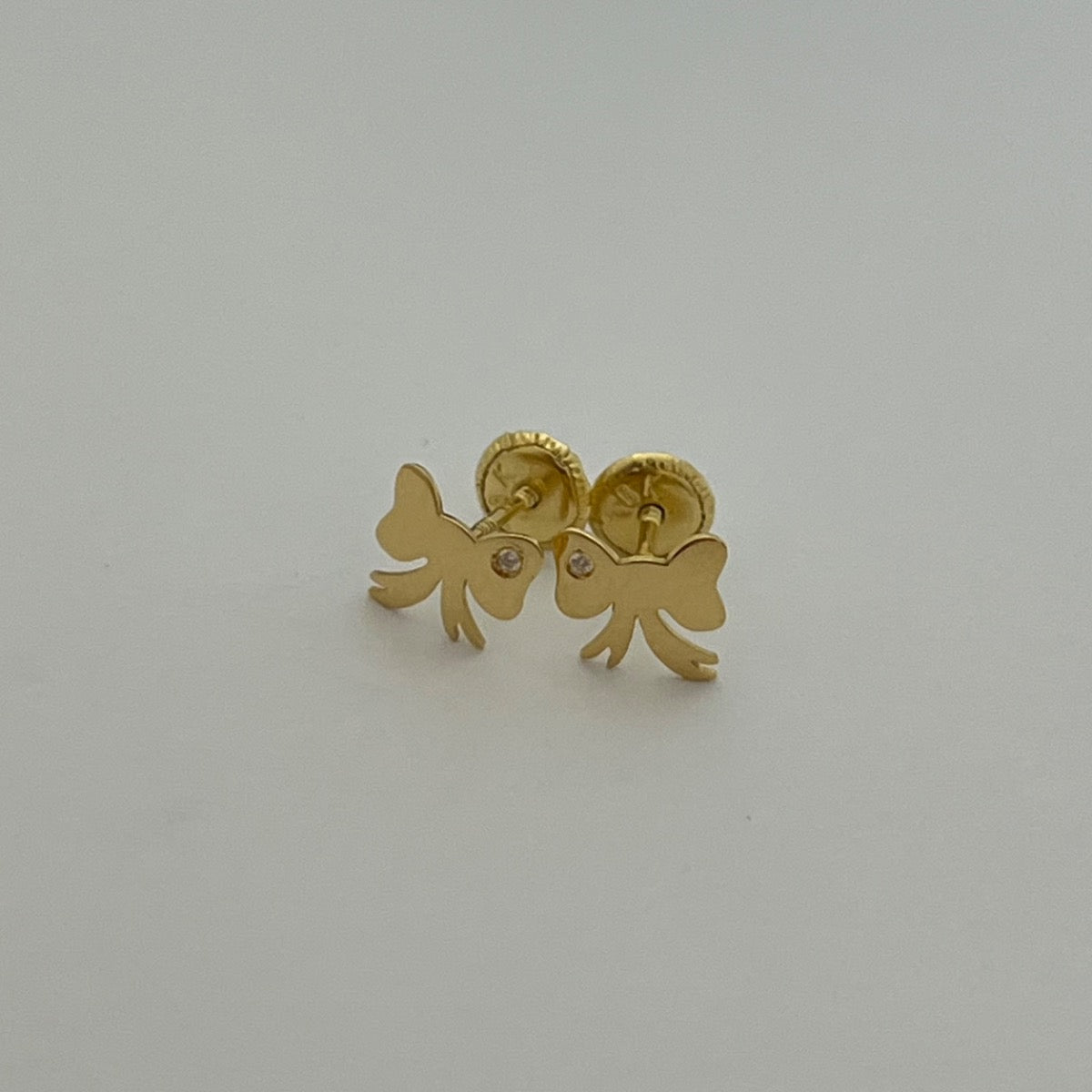 18K Yellow Gold Bow Earring with CZ