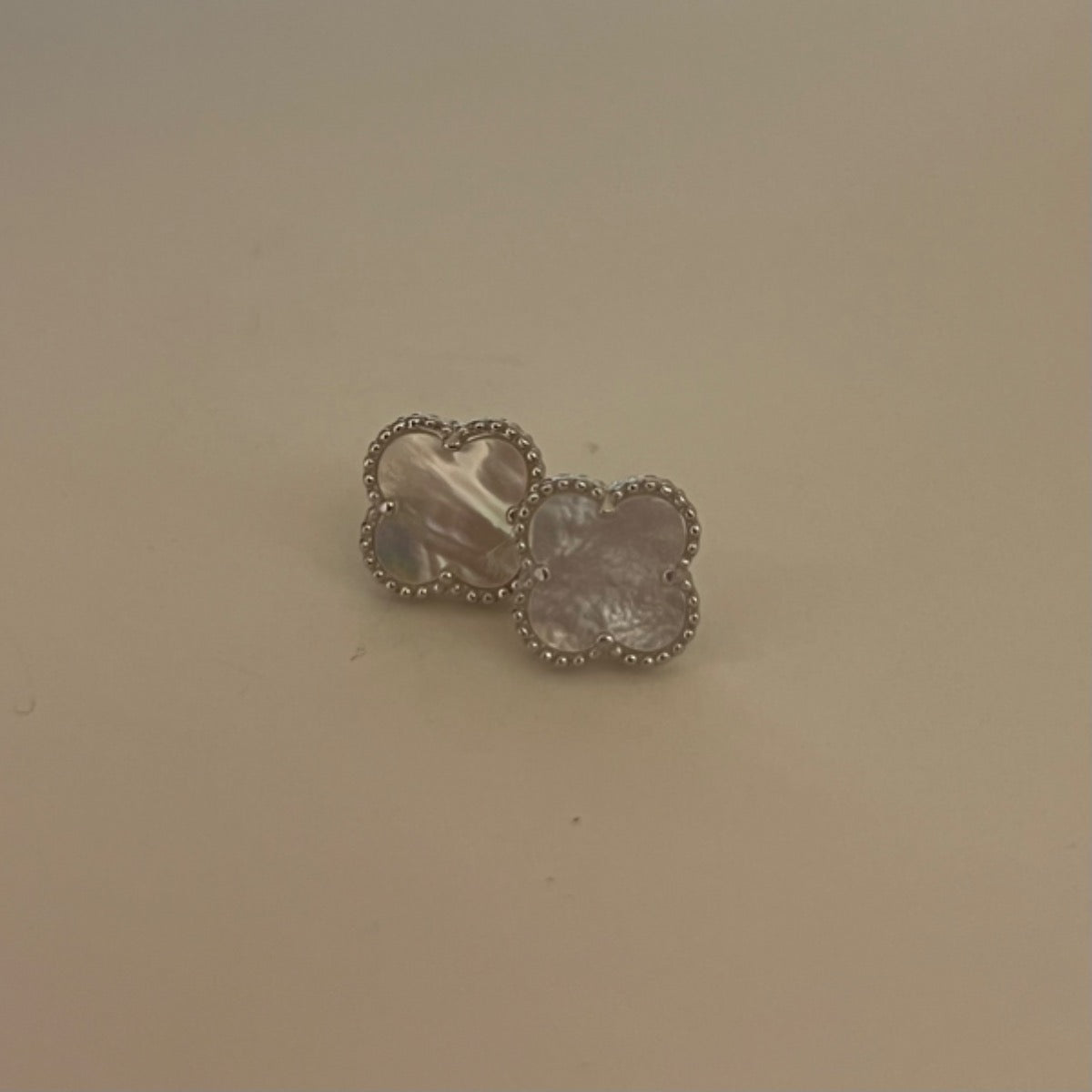 Silver Four Leaf Clover Earring with CZ