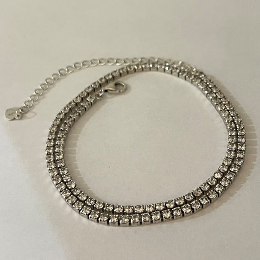 Silver Tennis  Necklace with CZ