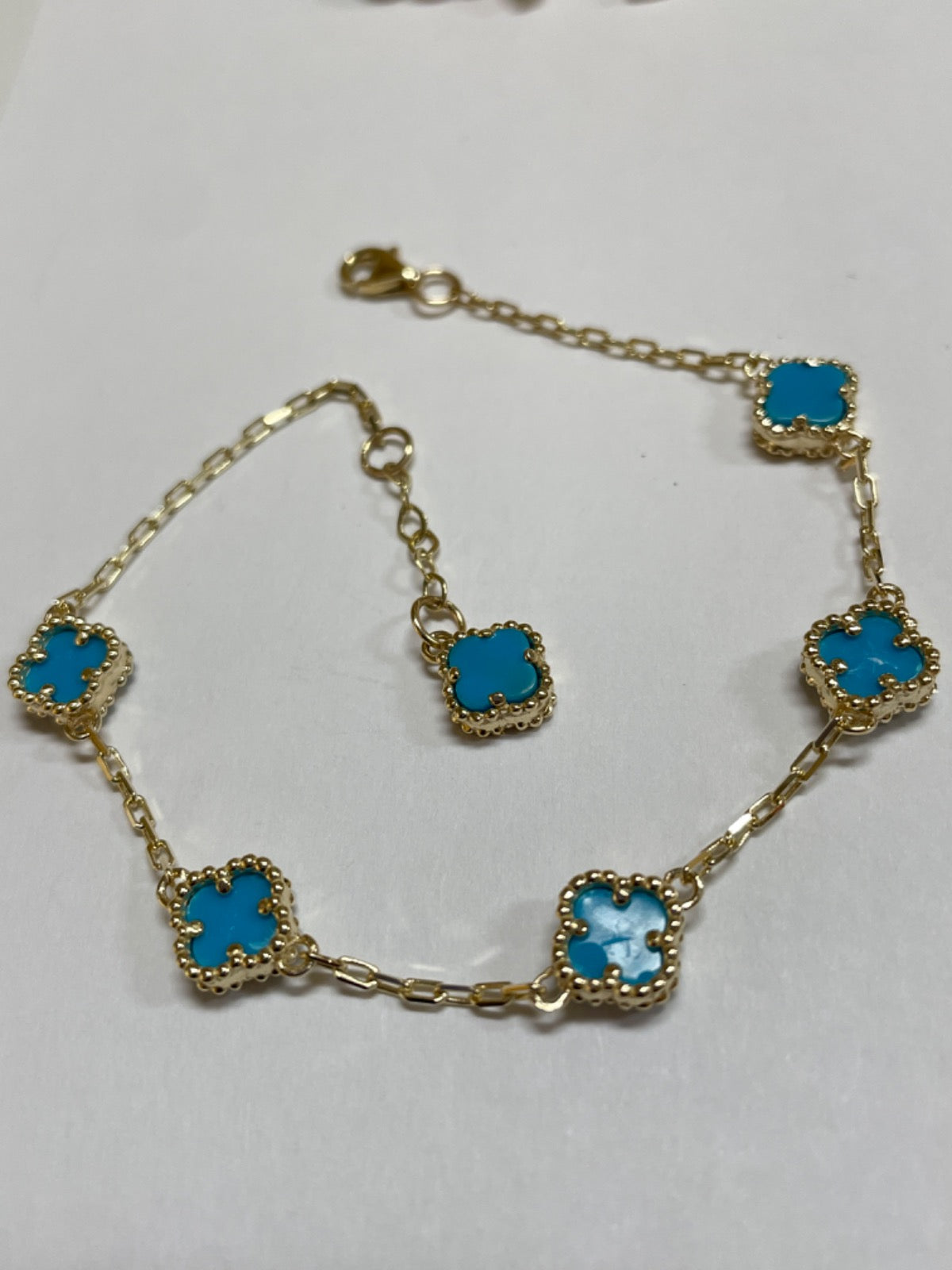 14K Yellow Gold Clover Bracelet with CZ