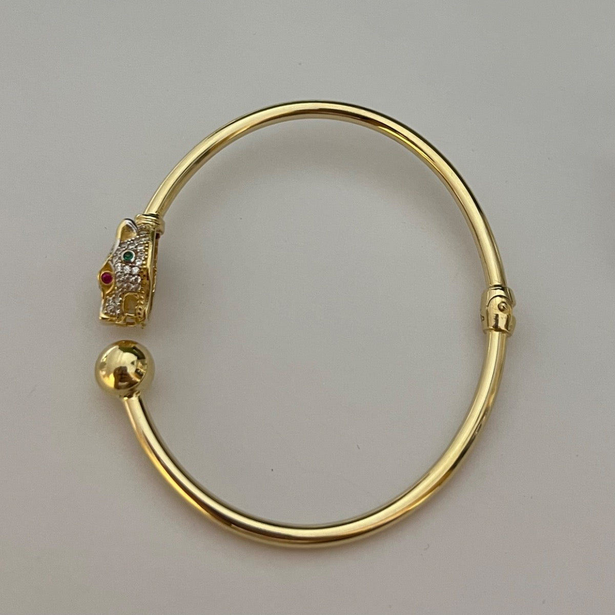 14K Yellow Gold Tiger Bracelet with CZ