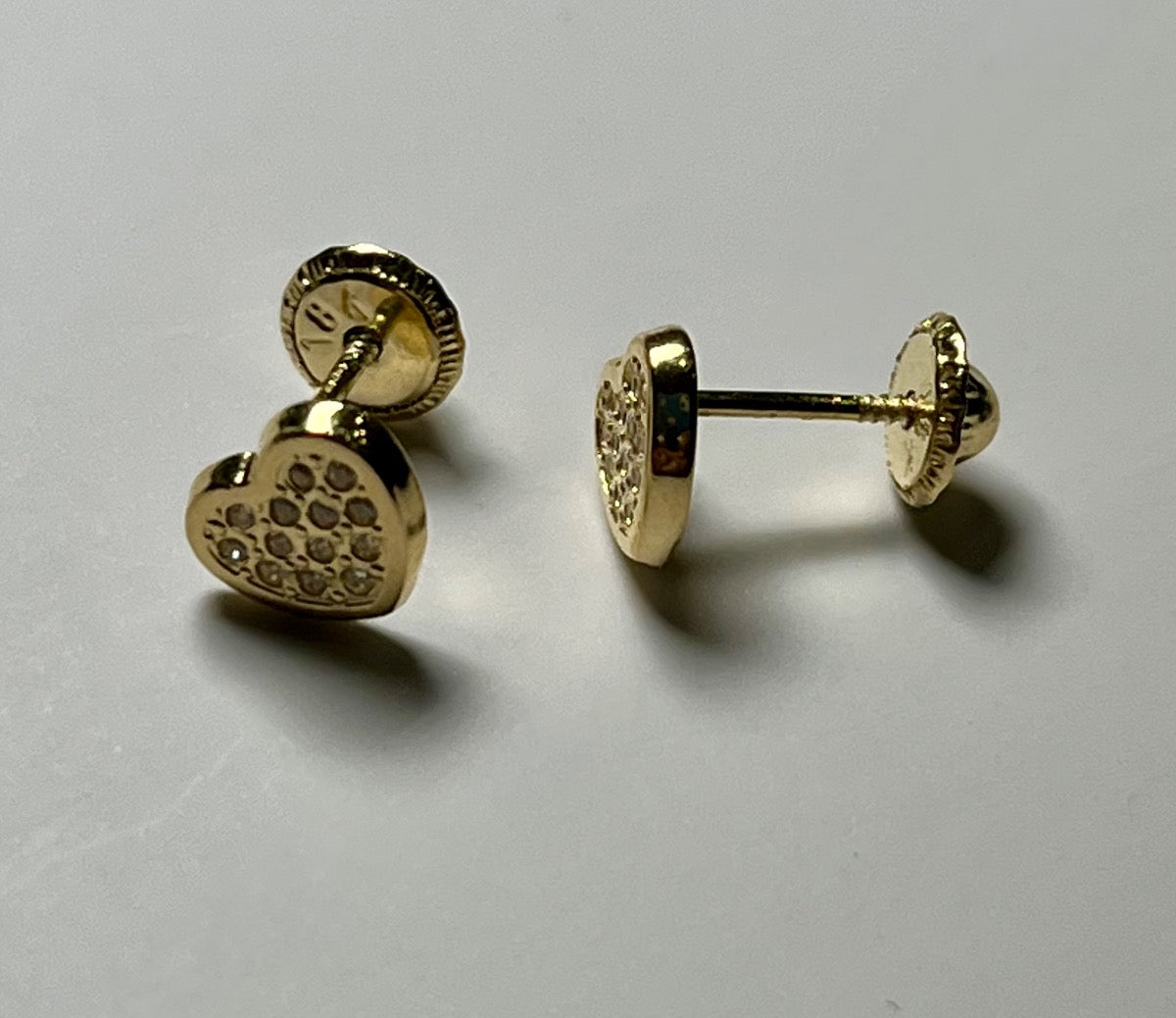 18K Yellow Gold Heart Earring with CZ