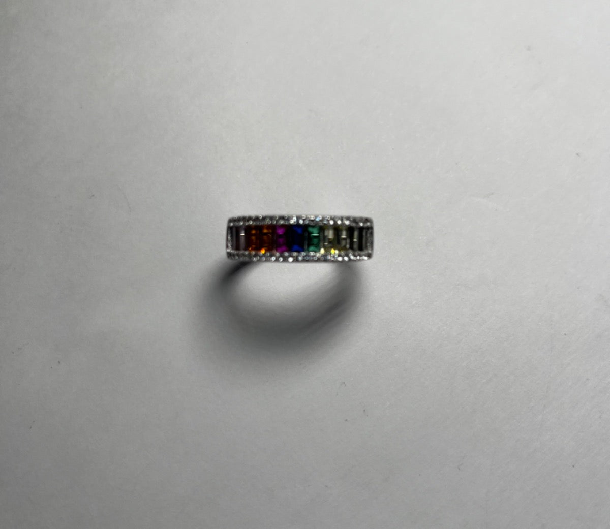 Silver Wedding Band with CZ