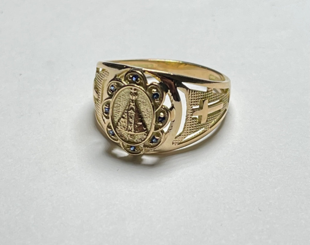 18K Yellow Gold Our Mother Ring with CZ