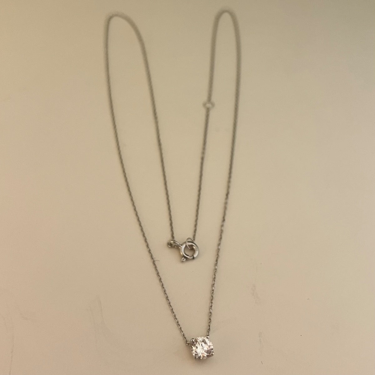 14K White Gold Charm Necklace Set with CZ