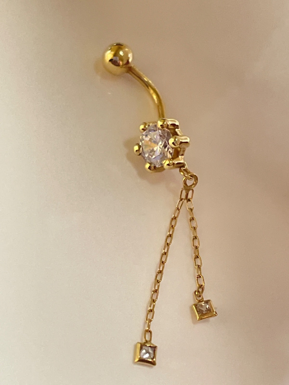 18K Yellow Gold Piercing with CZ