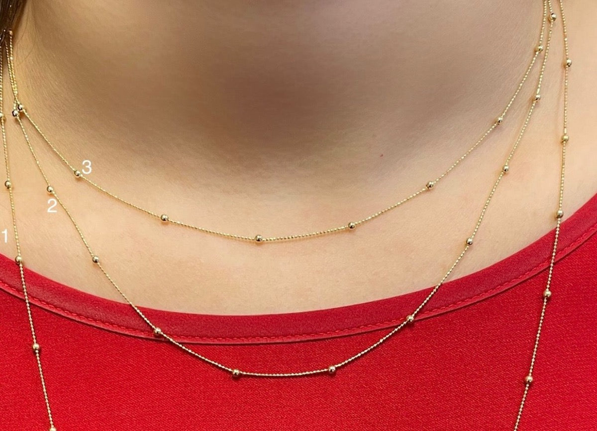 18K Yellow Gold Charm Necklace Set ball