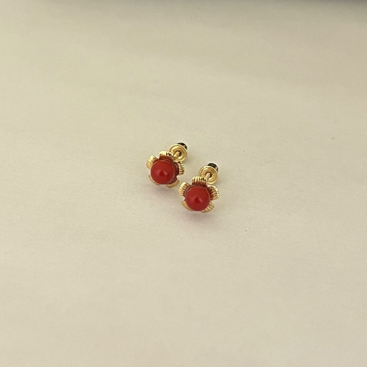 14K Yellow Gold Flower Earring with CZ
