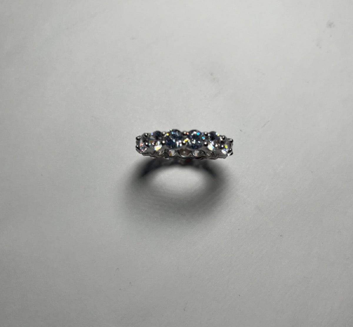 Silver Wedding Band with CZ