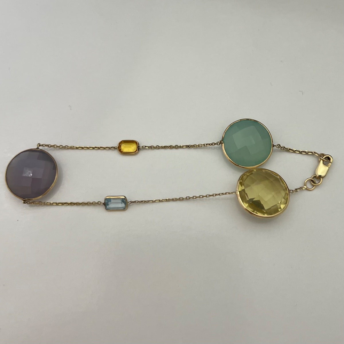 14K Yellow Gold Bracelet with Citrine and Amethyst