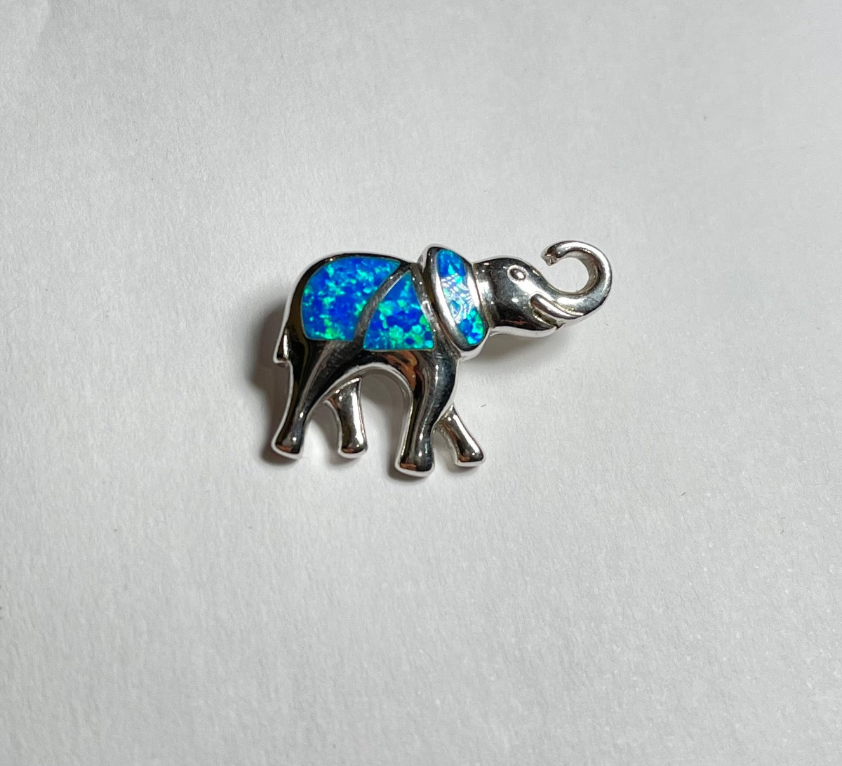 White Silver Elephant Pendant