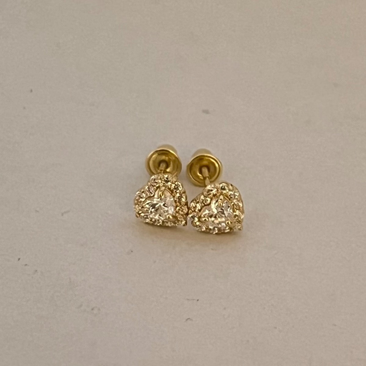 14K Yellow Gold Heart Earring with CZ