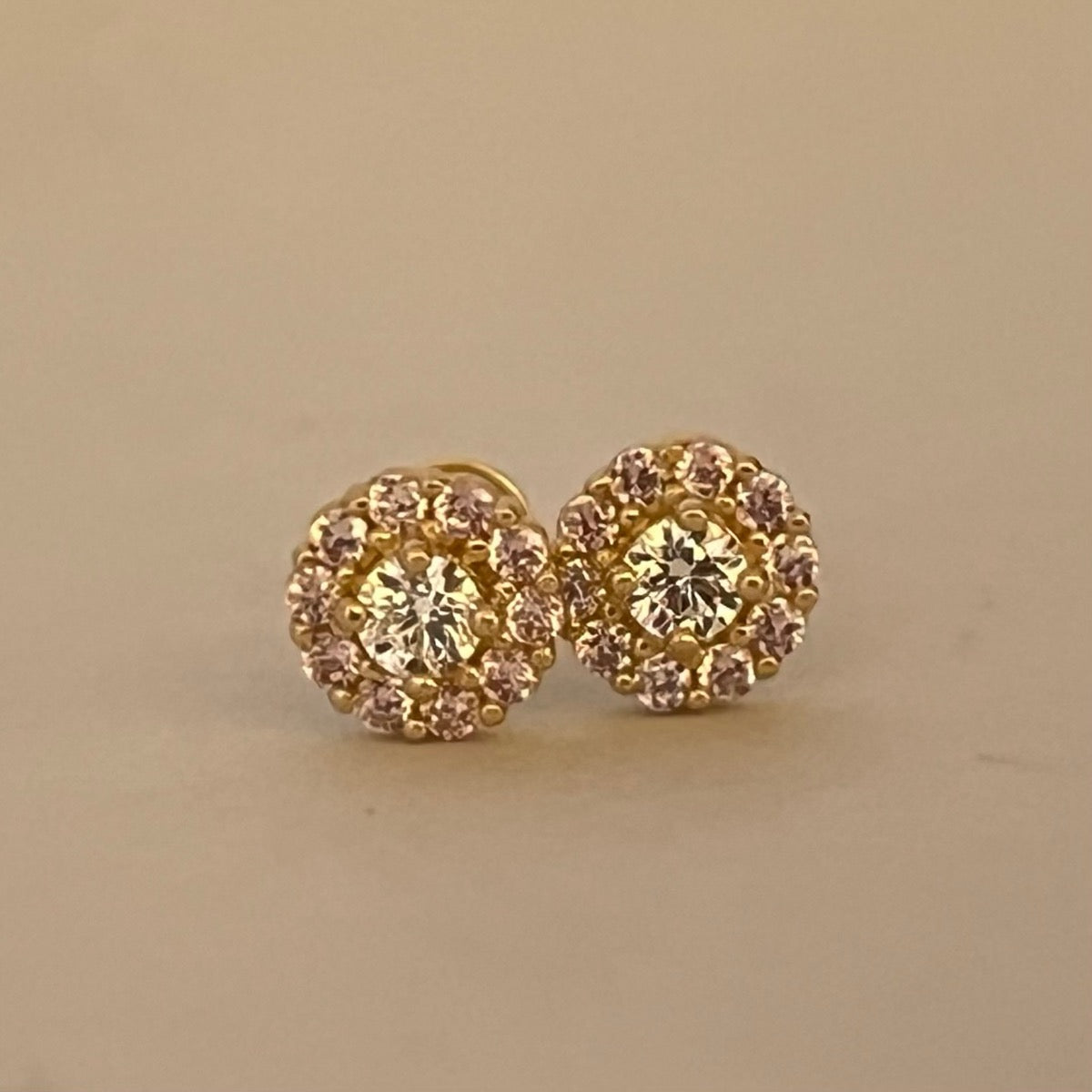 14K Yellow Gold Flower Earring with CZ