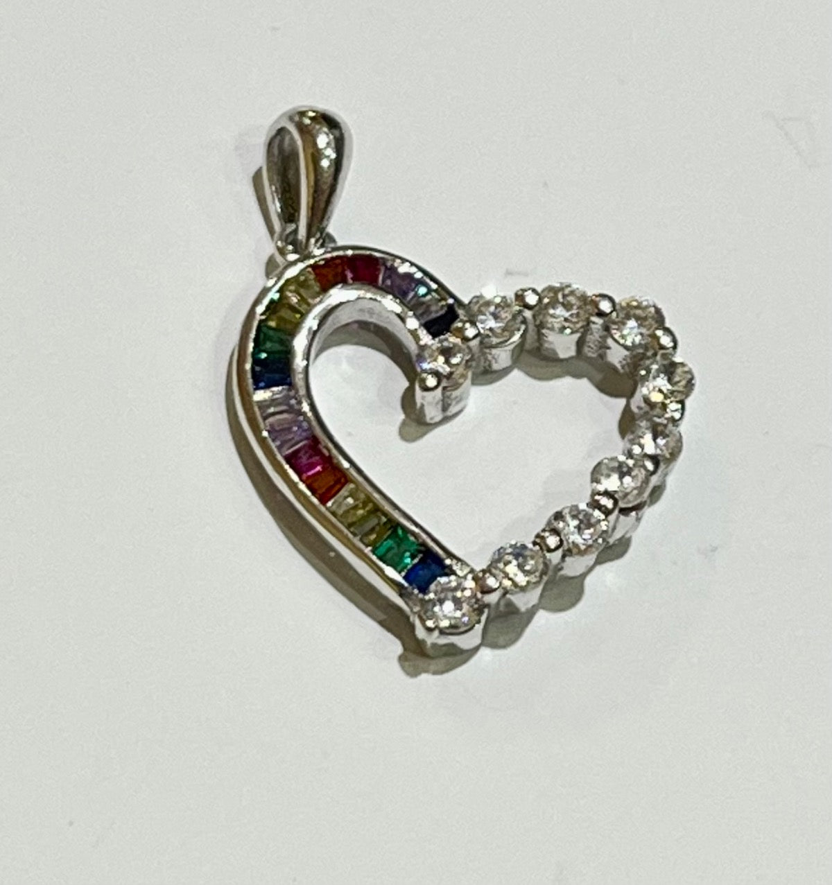 Silver Heart Pendant with CZ