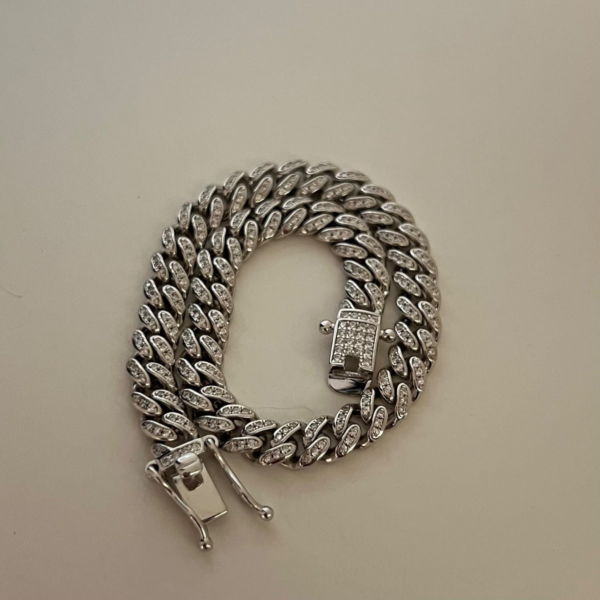 Silver Miami Cuban Bracelet with CZ