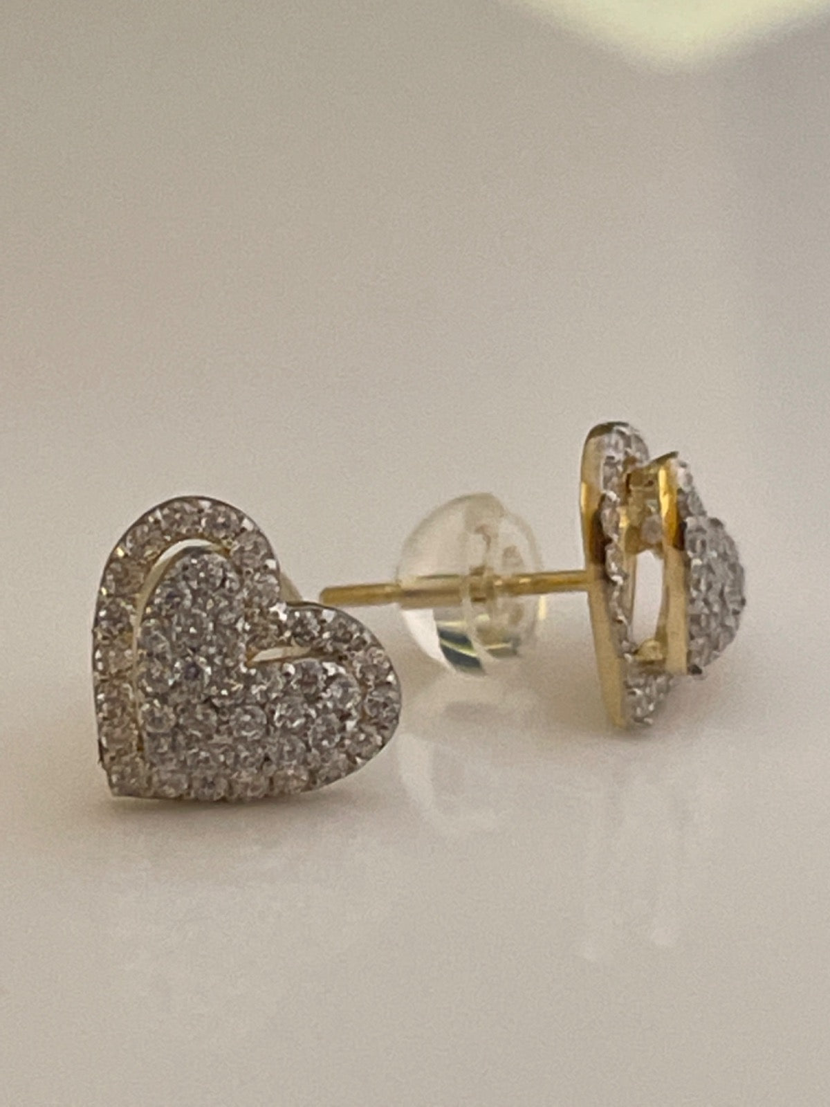 14K Yellow Gold Heart Earring with CZ