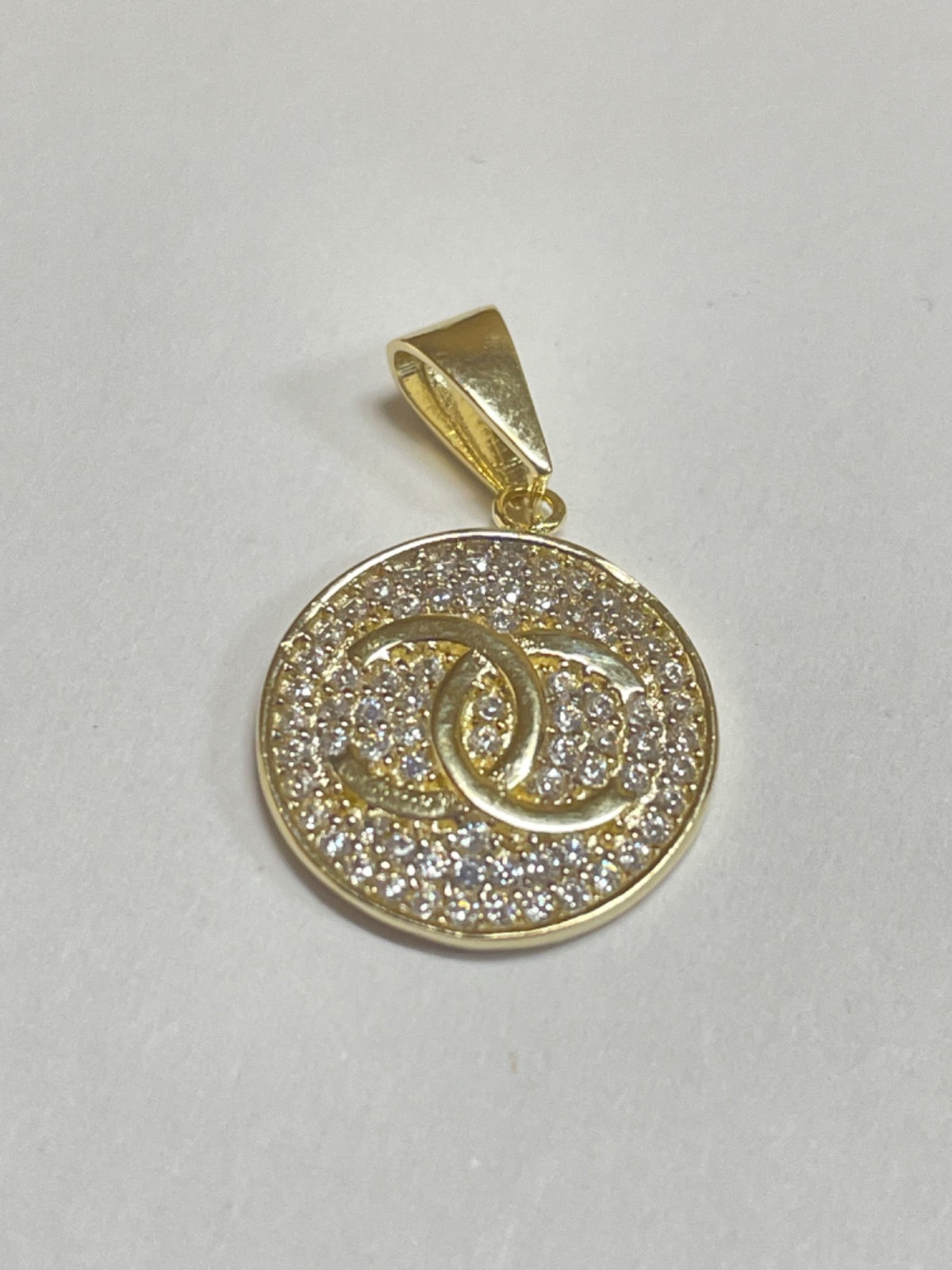 14K Yellow Gold Chanel Pendant with CZ