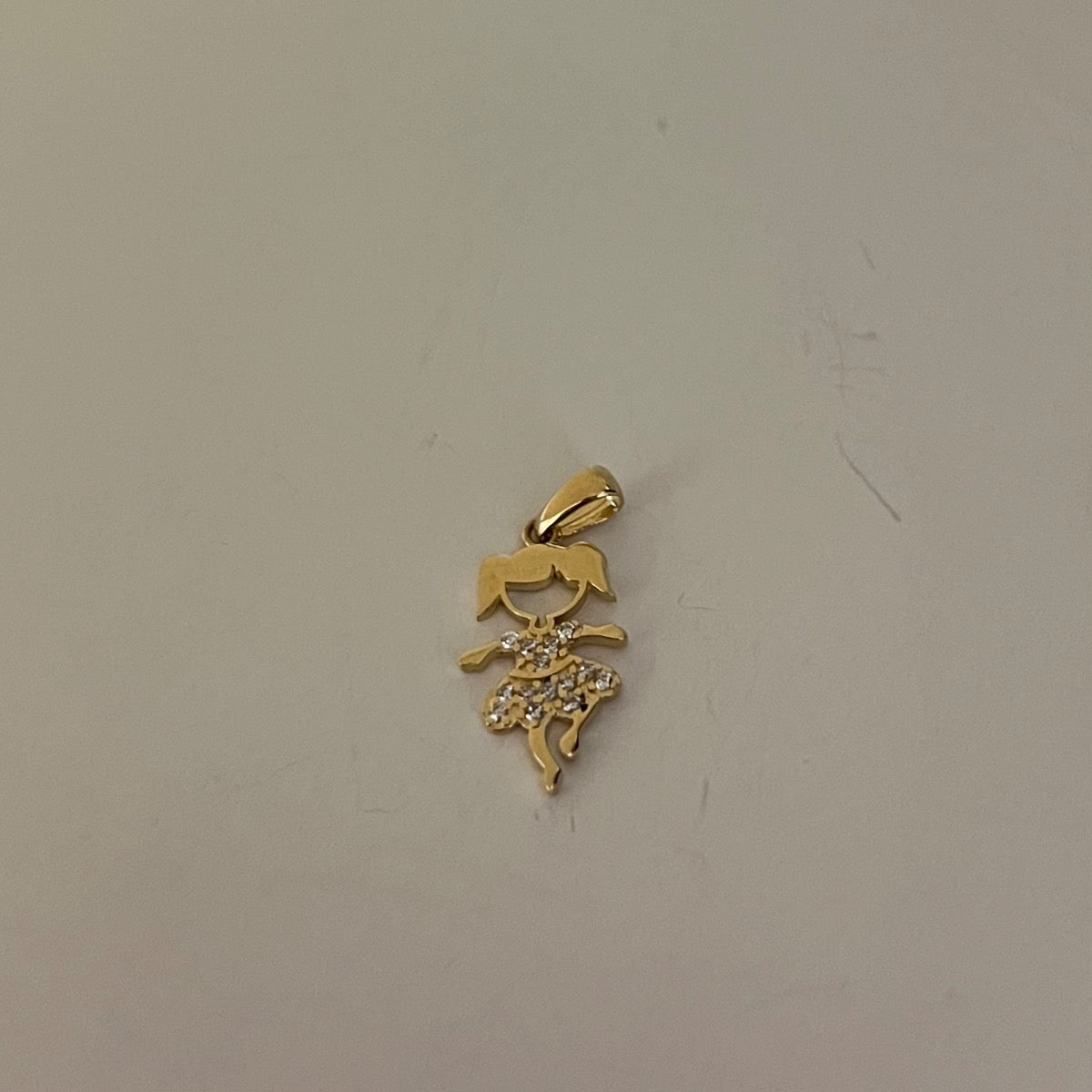18K Yellow Gold Girl Pendant with CZ