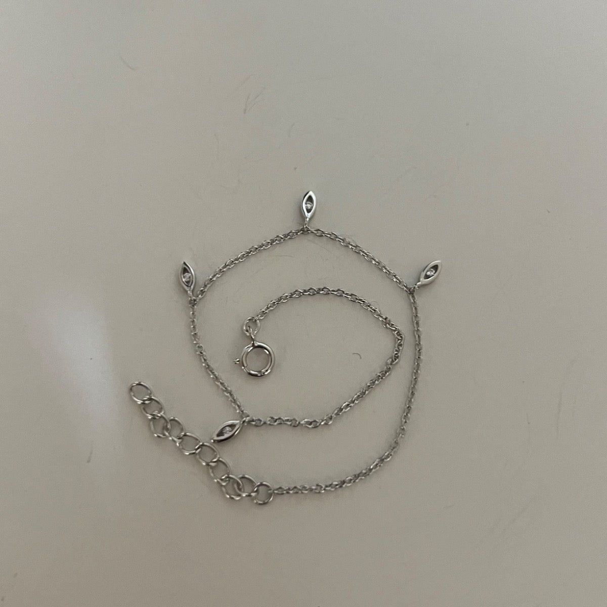 Silver Eye Anklet with CZ