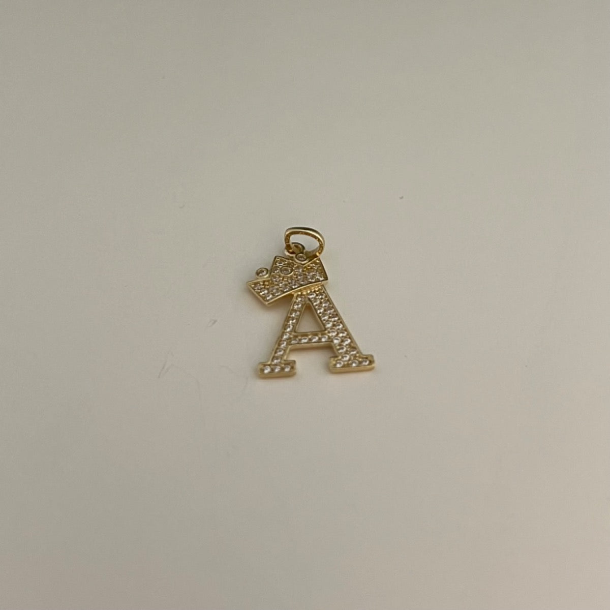 14K Yellow Gold Letter A Pendant with CZ