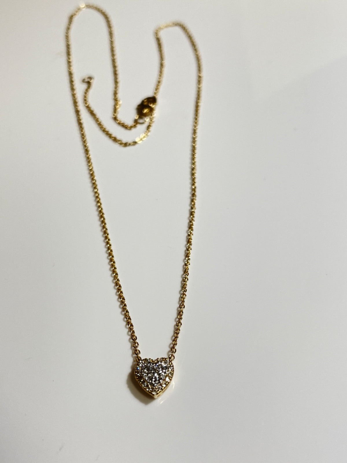 18K Yellow Gold Heart Necklace with Diamond