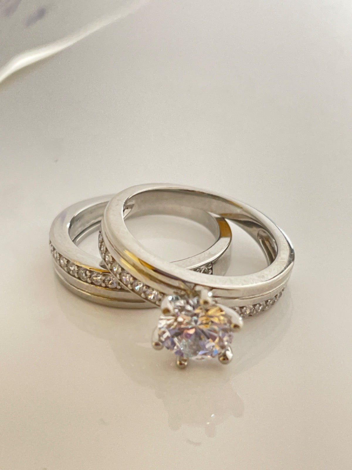 Silver Engagement Ring with CZ