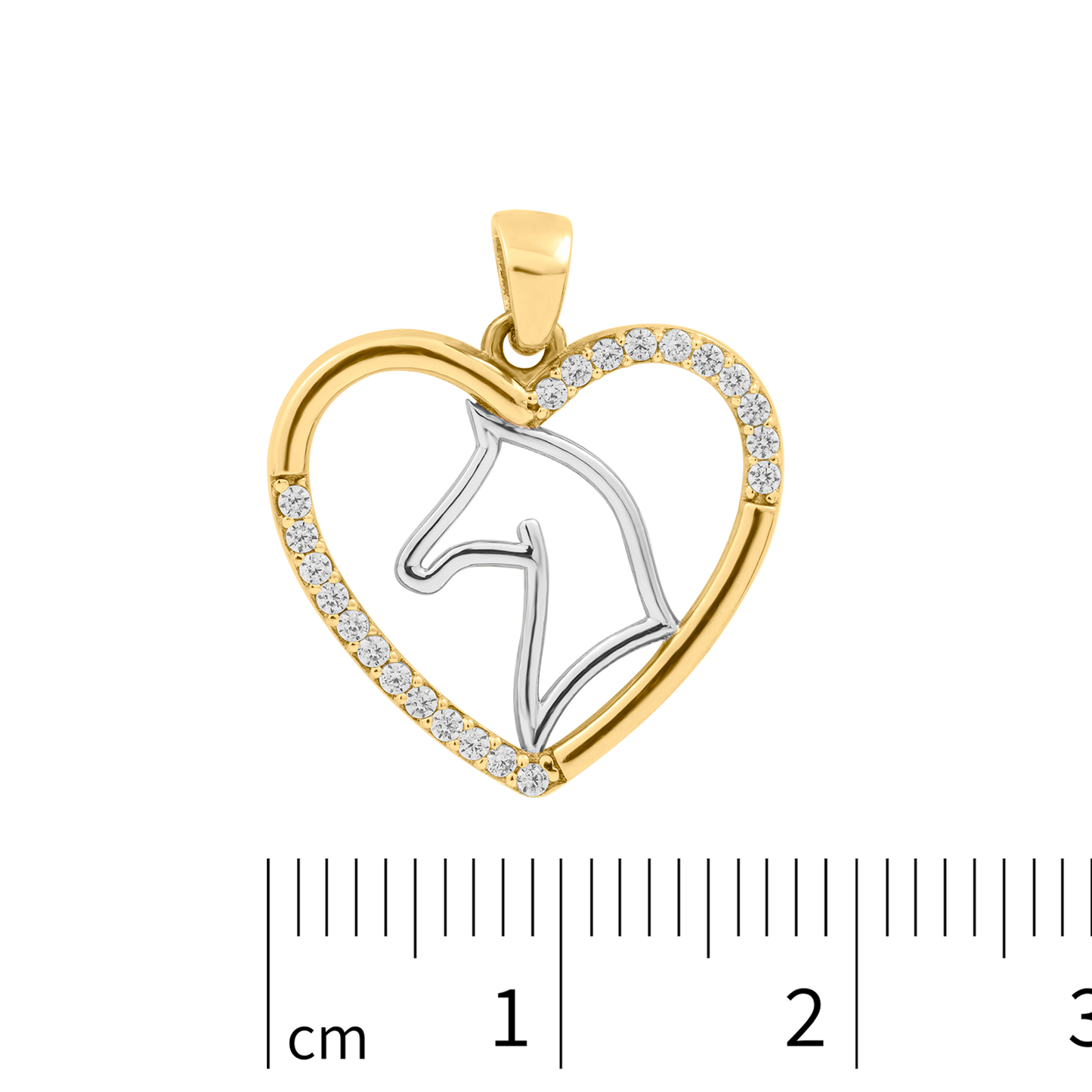 18K Two-Toned Horse in Heart Charm with CZ