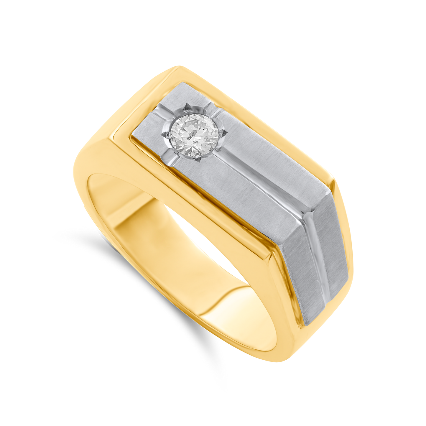 18K Two-Toned Men's Ring with Diamond