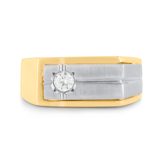18K Two-Toned Men's Ring with Diamond