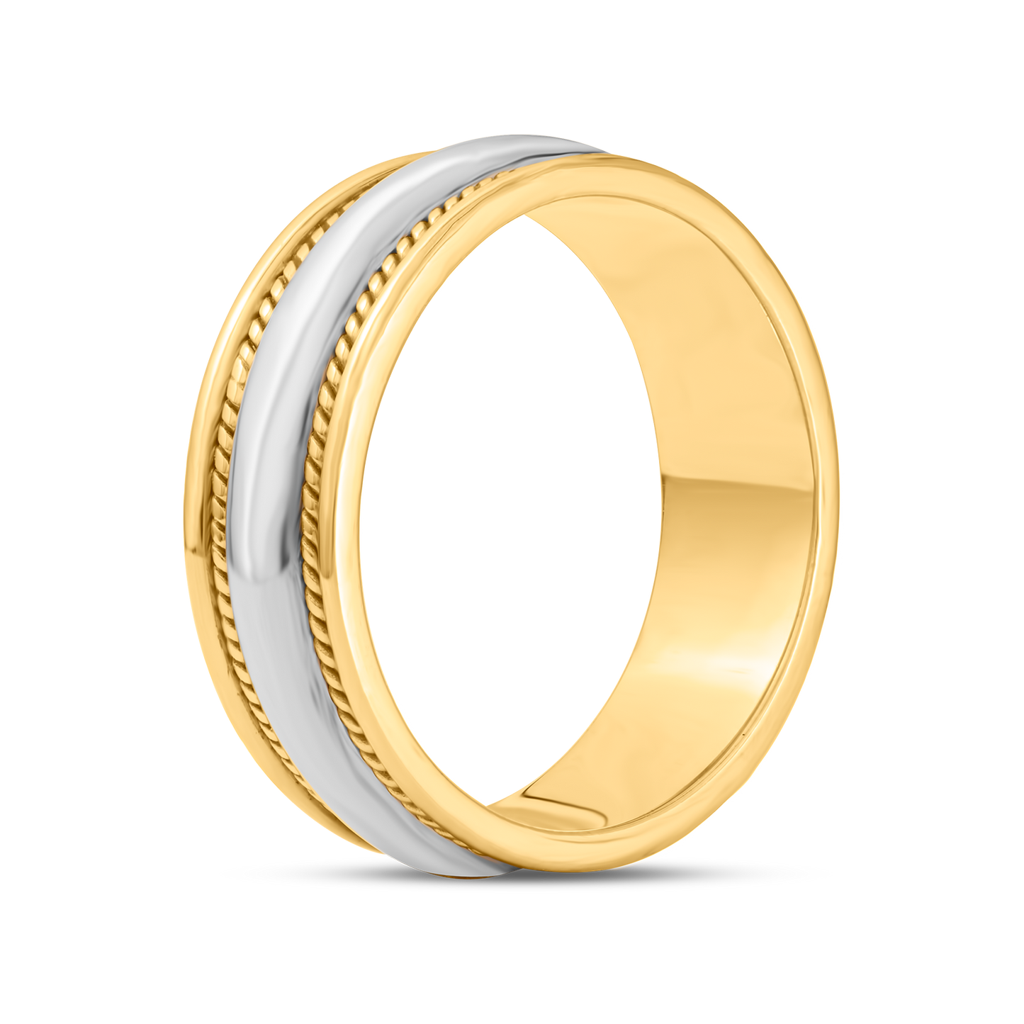 Aliança de Casamento em Ouro 18K de Dois Tons