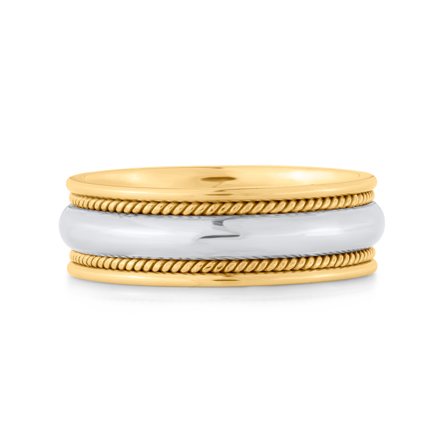 Aliança de Casamento em Ouro 18K de Dois Tons