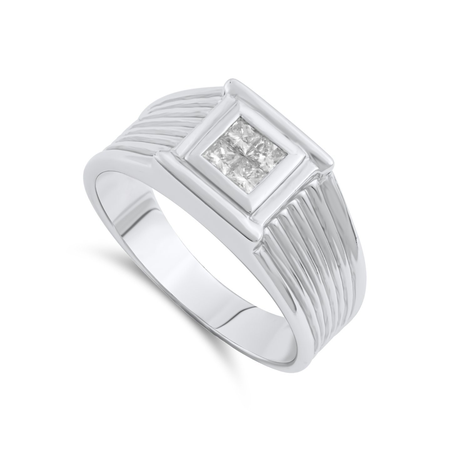 18K White Gold Men's Ring with Diamond