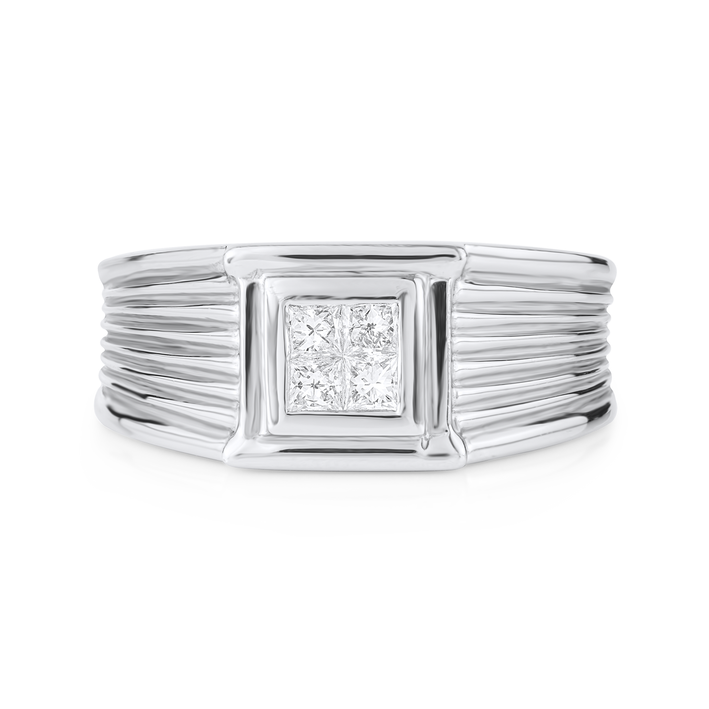 18K White Gold Men's Ring with Diamond