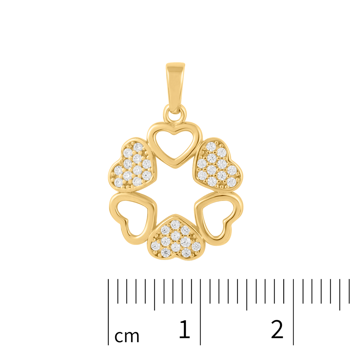 18K Yellow 6 Gold Hearts Charm with CZ
